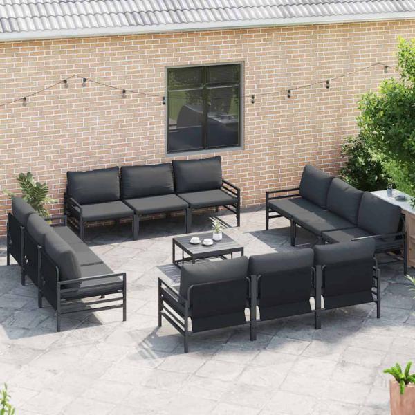 Garten-Sofa-Set 12 pcs Anthrazit Stahl