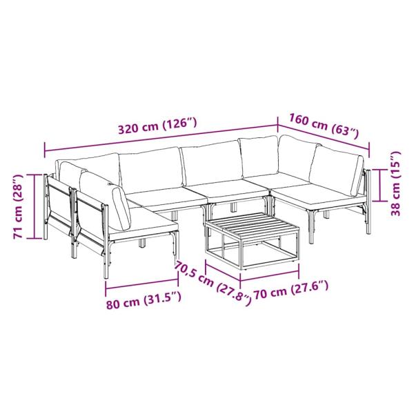 Garten-Sofa-Set 7 pcs Anthrazit Stahl