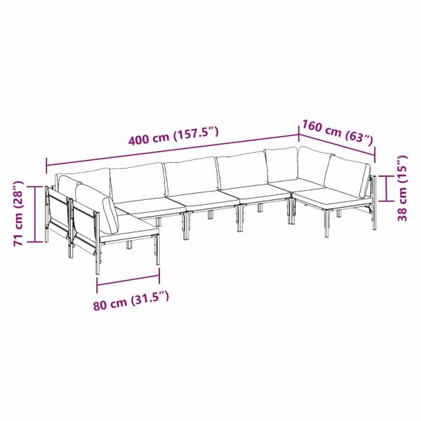 Garten-Sofa-Set 7 pcs Anthrazit Stahl