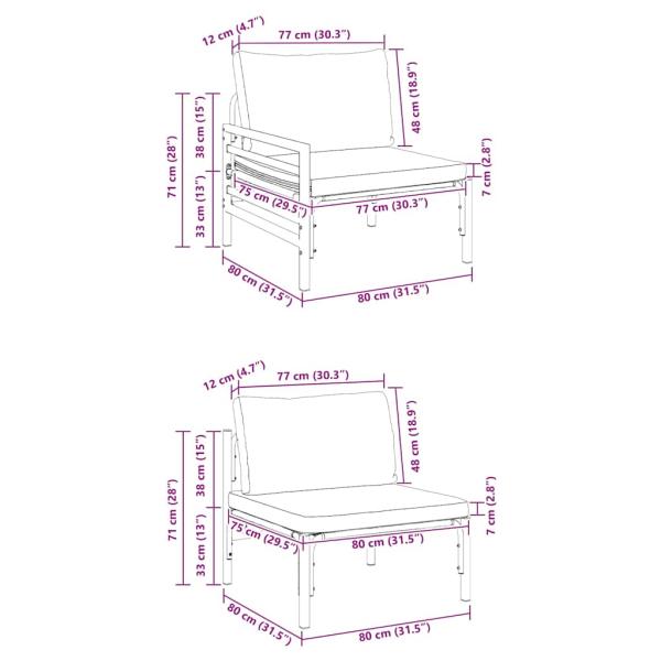 Gartensofa-set mit Kissen 8 pcs Schwarz Stahl