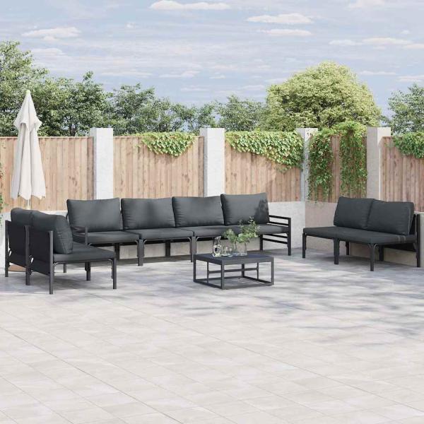 ARDEBO.de - Garten-Sofa-Set 9 pcs Anthrazit Stahl