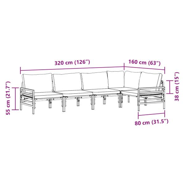 Gartensofa-set 5 Stk. Schwarz Stahl