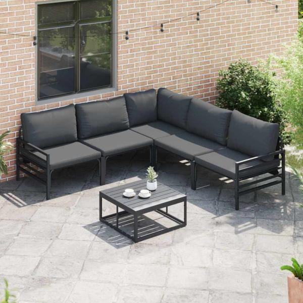 Garten-Sofa-Set 5 pcs Anthrazit Stahl