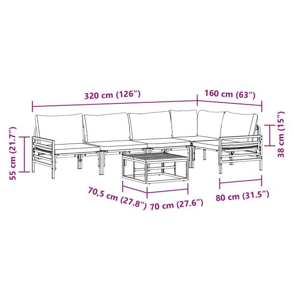 Gartensofa-set 6 Stk. Schwarz Stahl