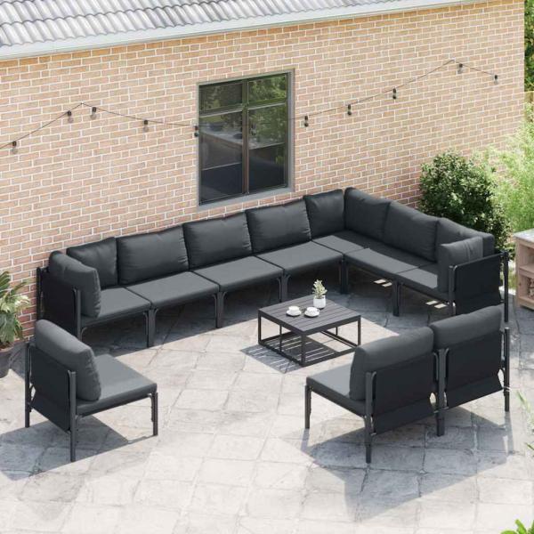 Garten-Sofa-Set 10 pcs Anthrazit Stahl