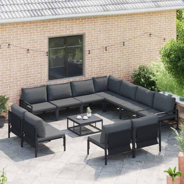 Garten-Sofa-Set 11 pcs Anthrazit Stahl