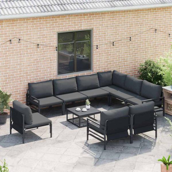 Garten-Sofa-Set 9 pcs Anthrazit Stahl