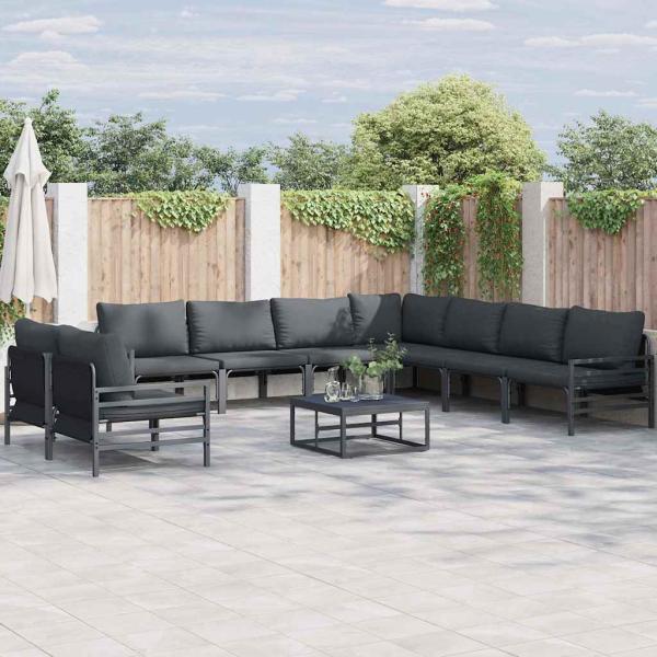 ARDEBO.de - Garten-Sofa-Set 10 pcs Anthrazit Stahl