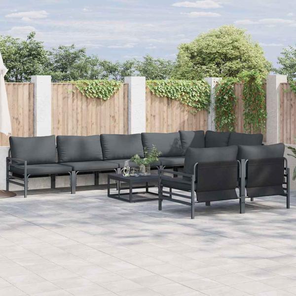 ARDEBO.de - Garten-Sofa-Set 9 pcs Anthrazit Stahl