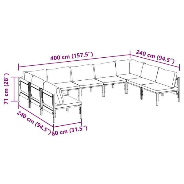 Garten-Sofa-Set 9 pcs Anthrazit Stahl