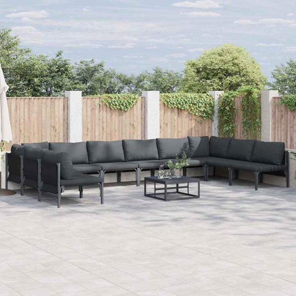 ARDEBO.de - Garten-Sofa-Set 10 pcs Anthrazit Stahl
