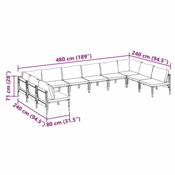 Garten-Sofa-Set 10 pcs Anthrazit Stahl