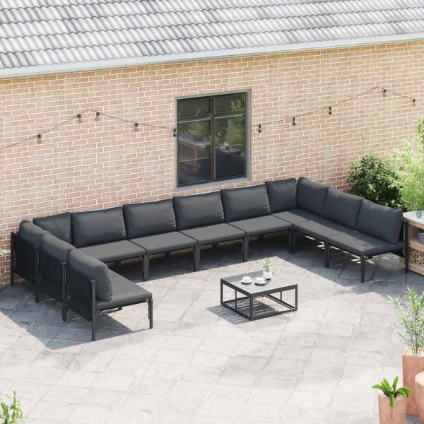 Garten-Sofa-Set 11 pcs Anthrazit Stahl