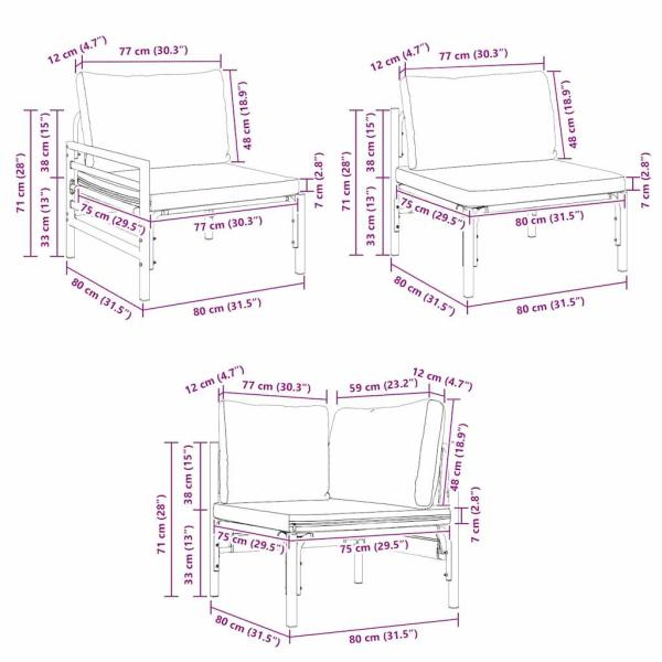 Gartensofa-set mit Kissen 10 pcs Schwarz Stahl