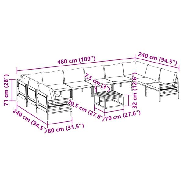 Garten-Sofa-Set 11 pcs Anthrazit Stahl