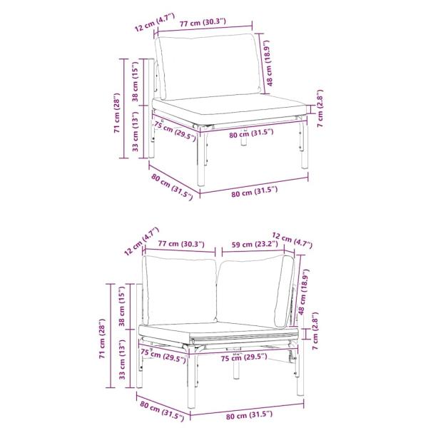Gartensofa-set mit Kissen 11 pcs Schwarz Stahl