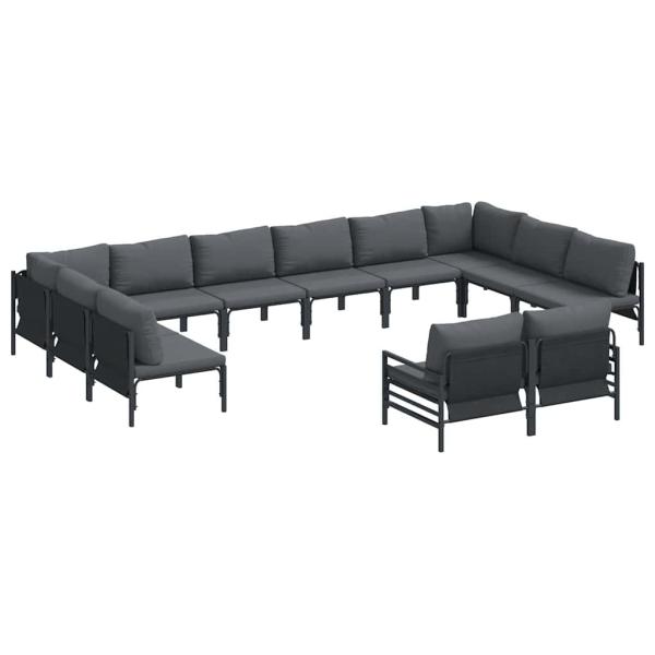 Gartensofa-set 12 stk. Schwarz Stahl