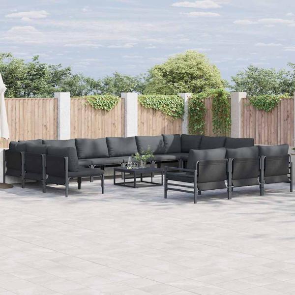 ARDEBO.de - Garten-Sofa-Set 14 pcs Anthrazit Stahl