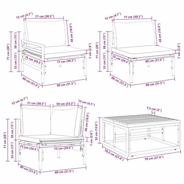 Gartensofa-set 14 Stk. Schwarz Stahl