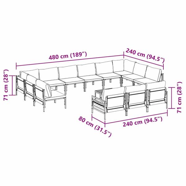 Gartensofa-set 14 Stk. Schwarz Stahl
