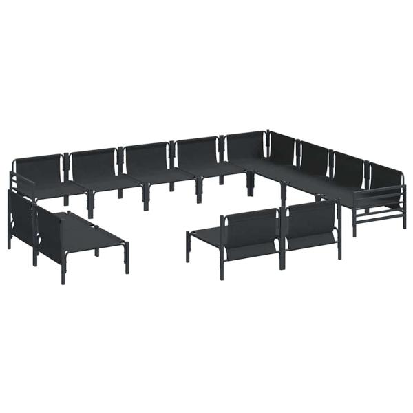 Gartensofa-set 12 Stk. Schwarz Stahl