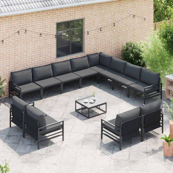 Garten-Sofa-Set 12 pcs Anthrazit Stahl