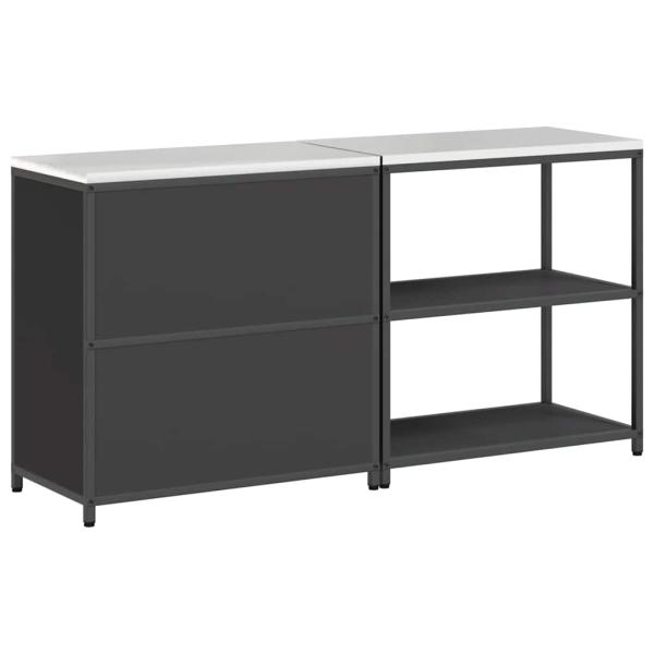 Küchenlager-Set mit Regal mit Speicher mit Tür Verstellbar 2 pcs Schwarz 150 x 50 x 92 cm