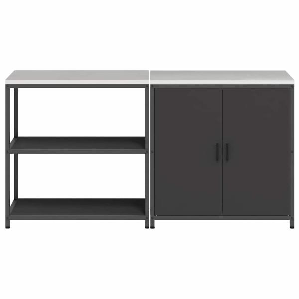 Küchenlager-Set mit Regal mit Speicher mit Tür Verstellbar 2 pcs Schwarz 150 x 50 x 92 cm