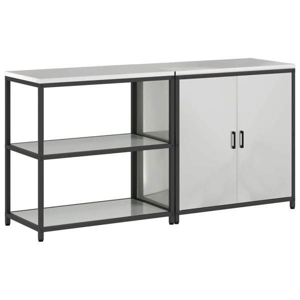 Küchenlager-Set 2 pcs Silber 150 x 50 x 92 cm Verzinkter Stahl