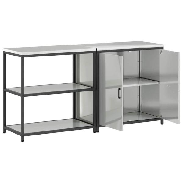 Küchenlager-Set 2 pcs Silber 150 x 50 x 92 cm Verzinkter Stahl