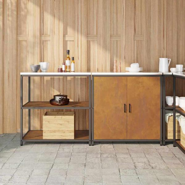 ARDEBO.de - Küchenlager-Set mit Regal mit Speicher mit Tür Verstellbar 2 pcs Rostig 150 x 50 x 92 cm