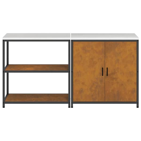 Küchenlager-Set mit Regal mit Speicher mit Tür Verstellbar 2 pcs Rostig 150 x 50 x 92 cm