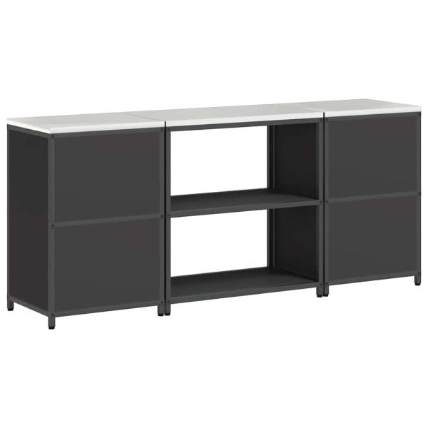Küchenlager-Set mit Regal mit Speicher mit Tür 3 pcs Schwarz 210 x 50 x 92 cm