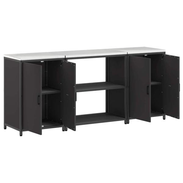 Küchenlager-Set mit Regal mit Speicher mit Tür 3 pcs Schwarz 210 x 50 x 92 cm