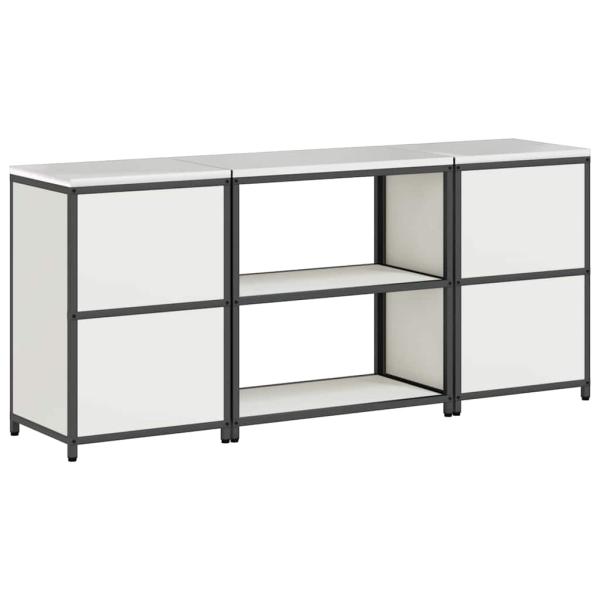 Küchenlager-Set 3 pcs Weiß 210 x 50 x 92 cm Kaltgewalzter Stahl