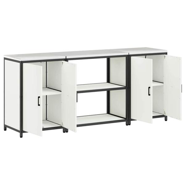 Küchenlager-Set 3 pcs Weiß 210 x 50 x 92 cm Kaltgewalzter Stahl