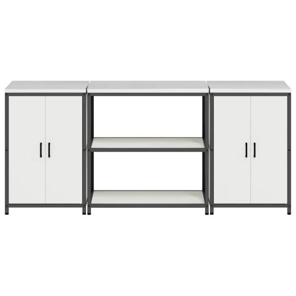 Küchenlager-Set 3 pcs Weiß 210 x 50 x 92 cm Kaltgewalzter Stahl