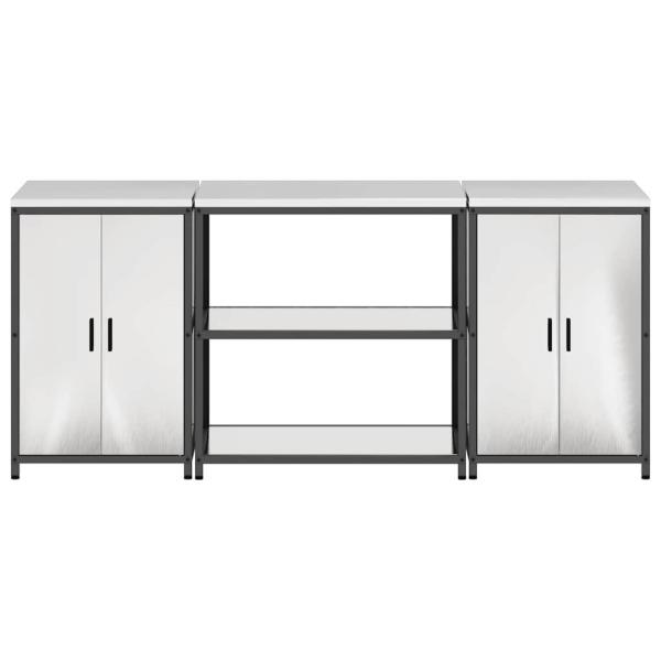 Küchenlager-Set 3 pcs Silber 210 x 50 x 92 cm Edelstahl