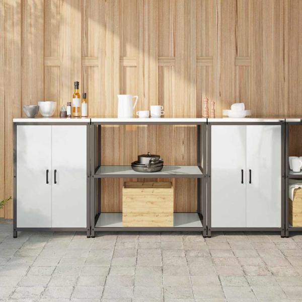 ARDEBO.de - Küchenlager-Set 3 pcs Silber 210 x 50 x 92 cm Verzinkter Stahl