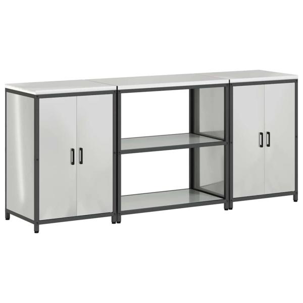 Küchenlager-Set 3 pcs Silber 210 x 50 x 92 cm Verzinkter Stahl