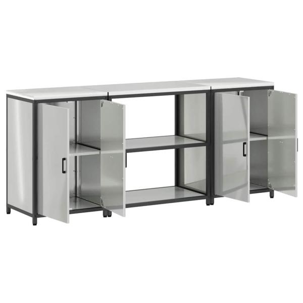 Küchenlager-Set 3 pcs Silber 210 x 50 x 92 cm Verzinkter Stahl