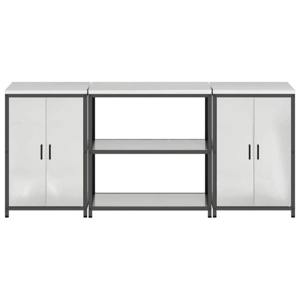 Küchenlager-Set 3 pcs Silber 210 x 50 x 92 cm Verzinkter Stahl