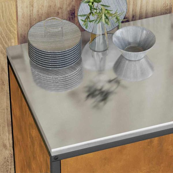 Küchenlager-Set mit Regal mit Speicher mit Tür 3 pcs Rostig 210 x 50 x 92 cm