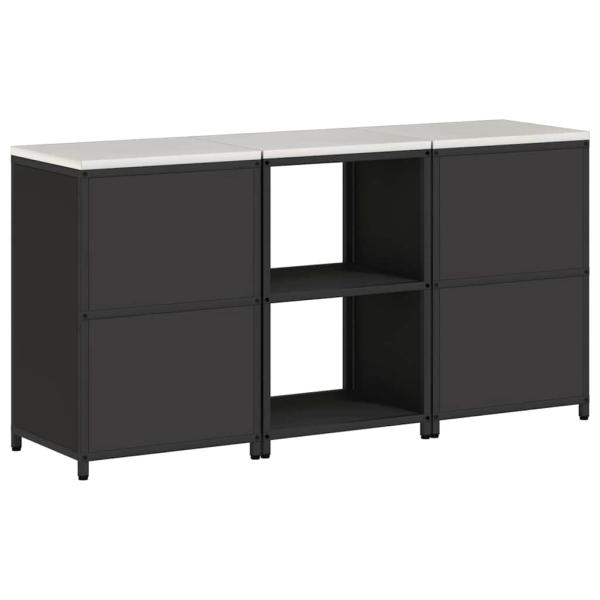 Küchenlager-Set mit Regal mit Speicher mit Tür 3 pcs Schwarz 180 x 50 x 92 cm