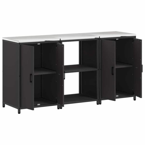 Küchenlager-Set mit Regal mit Speicher mit Tür 3 pcs Schwarz 180 x 50 x 92 cm