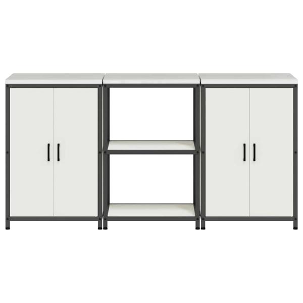 Küchenlager-Set 3 pcs Weiß 180 x 50 x 92 cm Kaltgewalzter Stahl