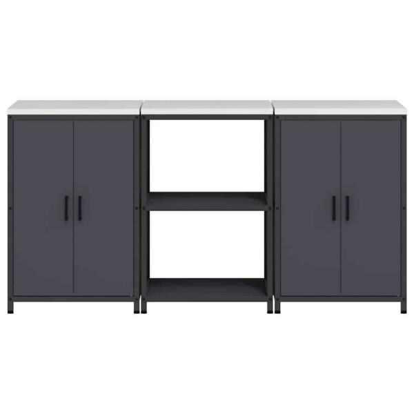 Küchenlager-Set mit Regal mit Speicher mit Tür 3 pcs Anthrazit 180 x 50 x 92 cm