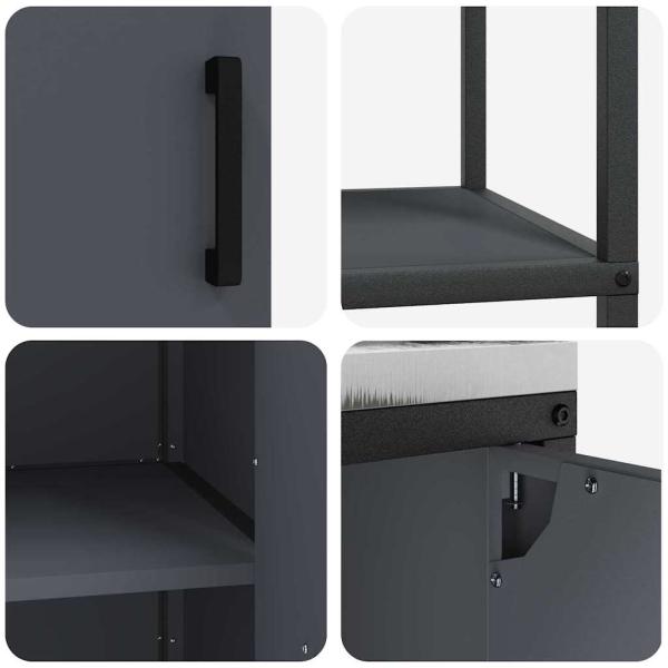 Küchenlager-Set mit Regal mit Speicher mit Tür 3 pcs Anthrazit 180 x 50 x 92 cm