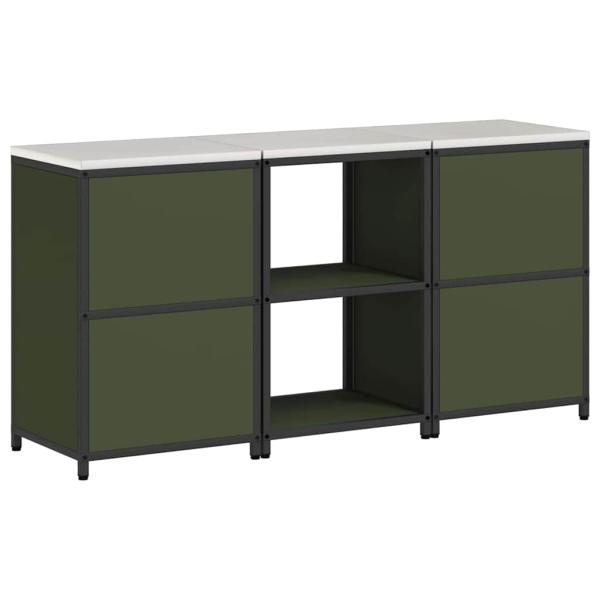 Küchenlager-Set mit Regal mit Speicher mit Tür 3 pcs Olive Grün 180 x 50 x 92 cm