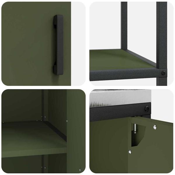Küchenlager-Set mit Regal mit Speicher mit Tür 3 pcs Olive Grün 180 x 50 x 92 cm